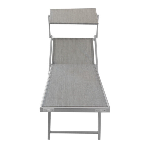 Lettino Prendisole In Alluminio E Textilene 61x186x40 Pool Telo Grigio