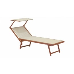 Lettino Prendisole In Alluminio Effetto Legno 61x186x40 Wooden Beige