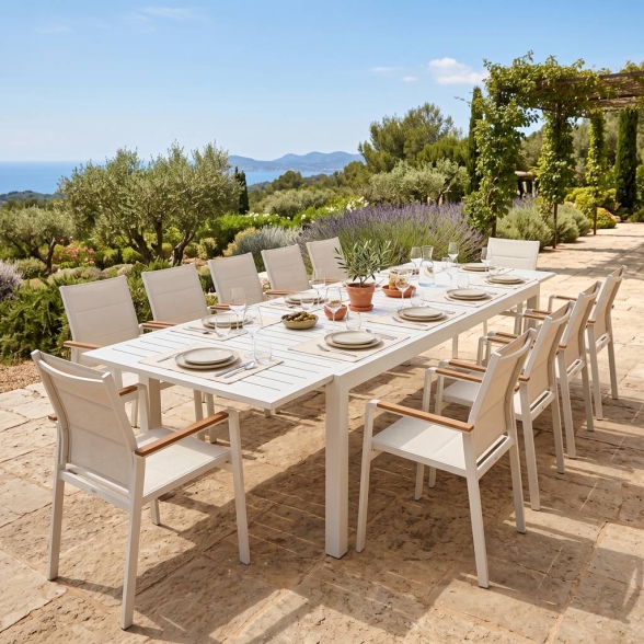 Sedia Da Esterno In Alluminio Con Braccioli Polywood Bianco