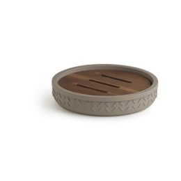 Gedy Thea Portasapone Grigio/Naturale Scuro In Resina E Bambu