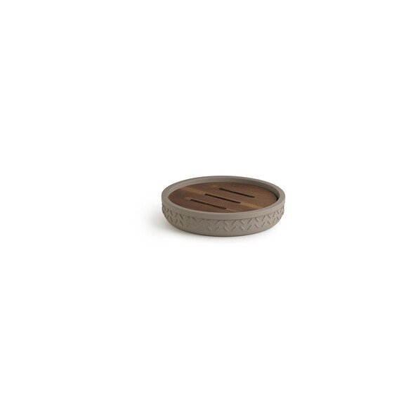Gedy Thea Portasapone Grigio/Naturale Scuro In Resina E Bambu