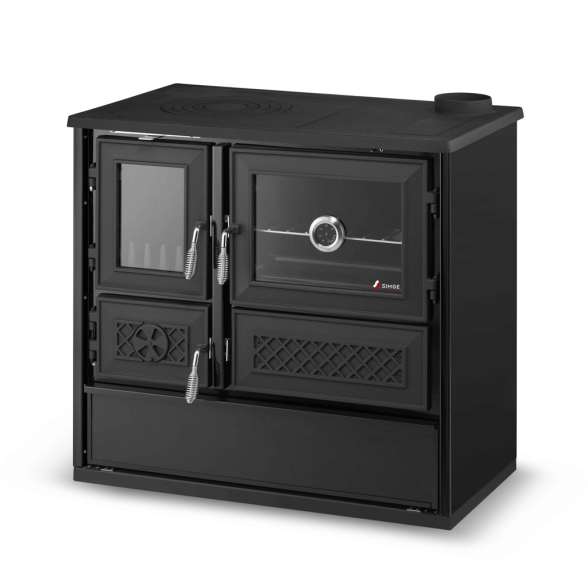Cucina A Legna In Acciaio E Ghisa Leonora Nera 9 kW 4 Stelle