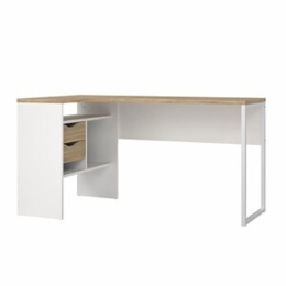 Scrivania Angolare 145x81x77h Function Plus Bianco E Quercia