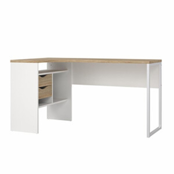 Scrivania Angolare 145x81x77h Function Plus Bianco E Quercia