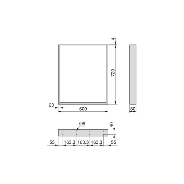 Gambe da tavolo Square rettangolari 72x60 cm in acciaio verniciato nero