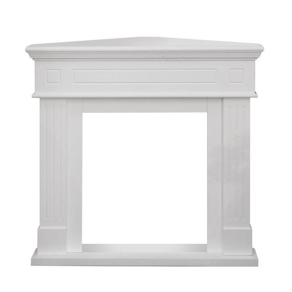 Cornice per camino ad angolo in legno L110xP63xH102 Ford Bianco
