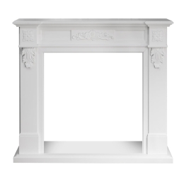 Cornice per camino rivestimento in legno L121xP38xH108 Truman Bianco