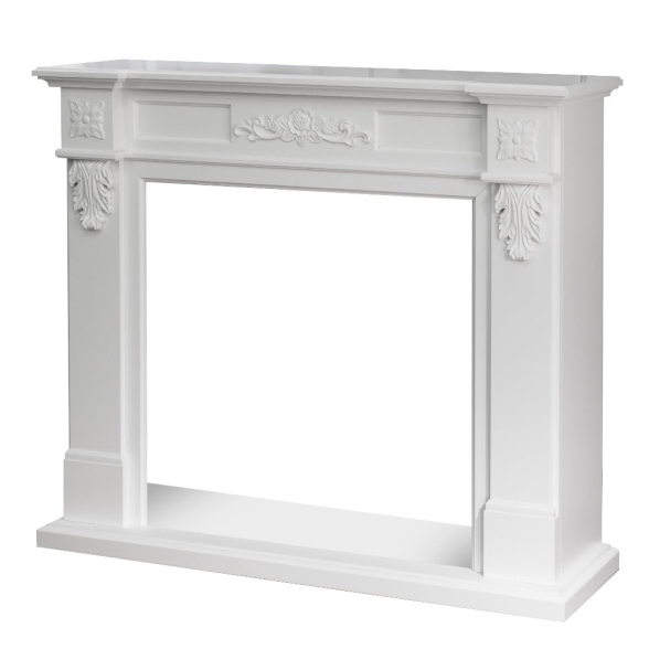 Cornice per camino rivestimento in legno L121xP38xH108 Truman Bianco