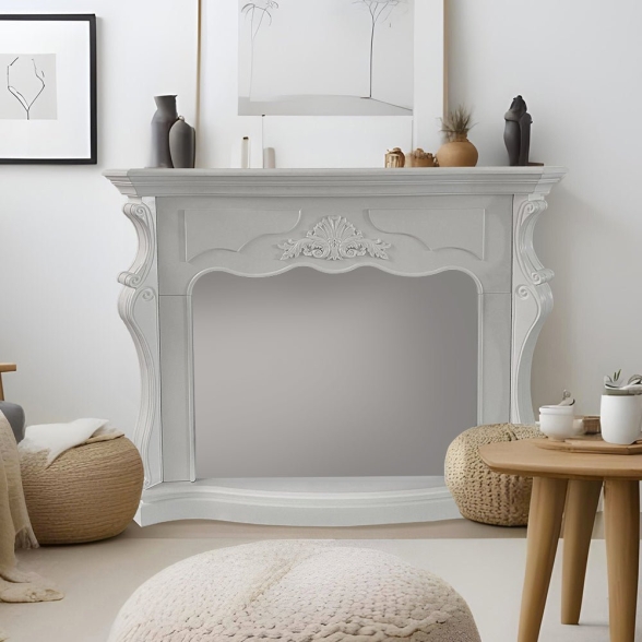 Cornice per camino rivestimento in legno L123xP39xH100 Parigi Bianco 