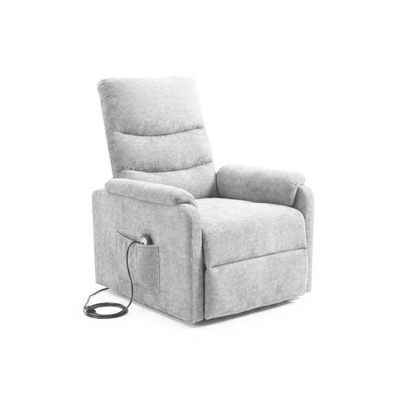 Poltrona Recliner Elettrica 75x88x98h 3 Posizioni Riscaldante Clara Velluto Grigio Chiaro