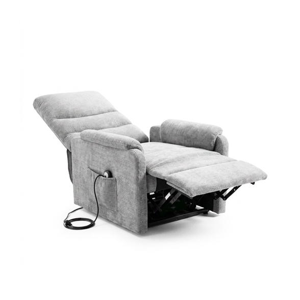 Poltrona Recliner Elettrica 75x88x98h 3 Posizioni Riscaldante Clara Velluto Grigio Chiaro