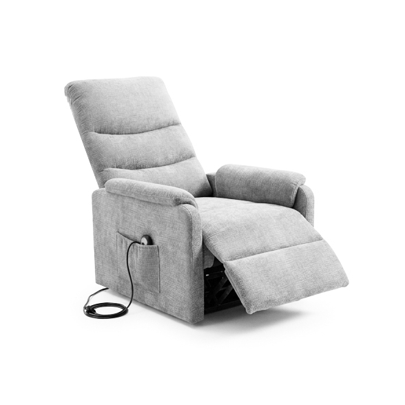 Poltrona Recliner Elettrica 75x88x98h 3 Posizioni Riscaldante Clara Velluto Grigio Chiaro