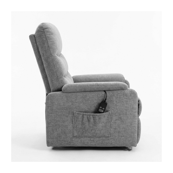 Poltrona Recliner Elettrica 75x88x98h 3 Posizioni Riscaldante Clara Velluto Grigio Chiaro