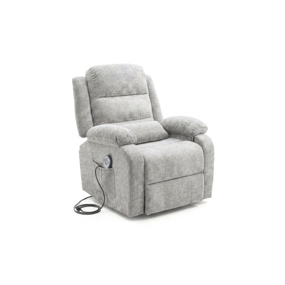 Poltrona Recliner Elettrica 92x95x100h 3 Posizioni Margot Velluto Grigio Chiaro