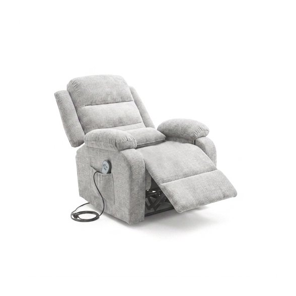 Poltrona Recliner Elettrica 92x95x100h 3 Posizioni Margot Velluto Grigio Chiaro