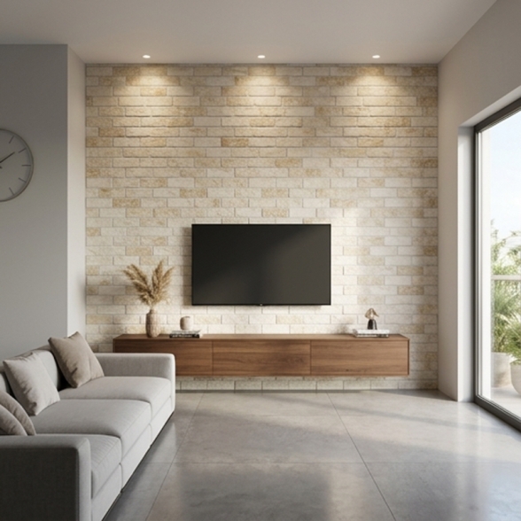 Rivestimento Effetto Muretto Mattoncini 16x40 In Gres Porcellanato Bristol Crema