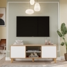 Mobile TV 160x40x60h Con Piedini 2 Ante E Vano Decoder Alessa Rovere E Bianco