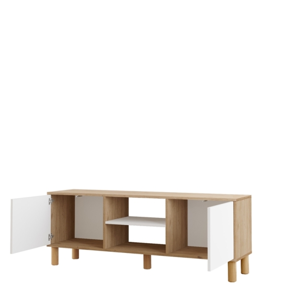 Mobile TV 160x40x60h Con Piedini 2 Ante E Vano Decoder Alessa Rovere E Bianco