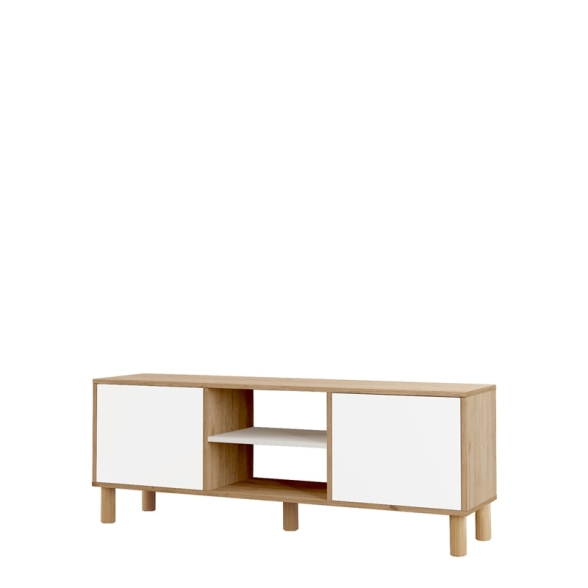 Mobile TV 160x40x60h Con Piedini 2 Ante E Vano Decoder Alessa Rovere E Bianco