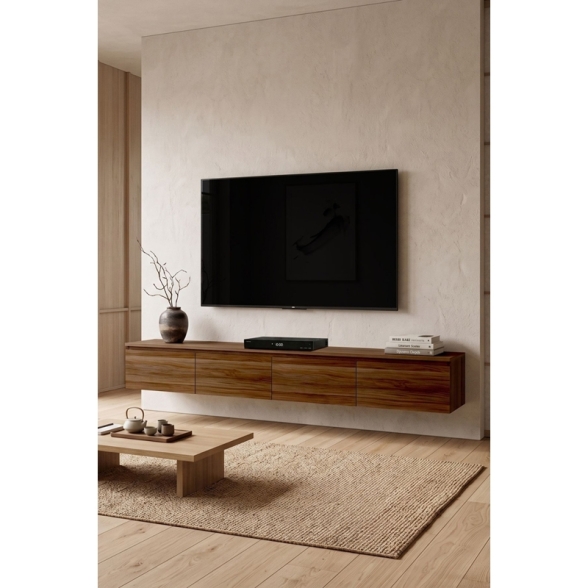 Mobile TV Sospeso 200 Cm A 4 Ante Nicole Effetto Legno Noce