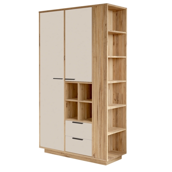 Armadio Da Ingresso Multifunzione Con Ripiani E Barra Appendiabiti Fortis Rovere E Beige