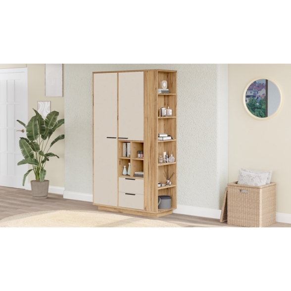Armadio Da Ingresso Multifunzione Con Ripiani E Barra Appendiabiti Fortis Rovere E Beige