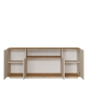 Credenza Moderna 4 Ante 180x45x75 Con Vano A Giorno Beige E Rovere Frame