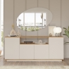 Credenza Moderna 4 Ante 180x45x75 Con Vano A Giorno Beige E Rovere Frame