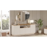Credenza Moderna 4 Ante 180x45x75 Con Vano A Giorno Beige E Rovere Frame