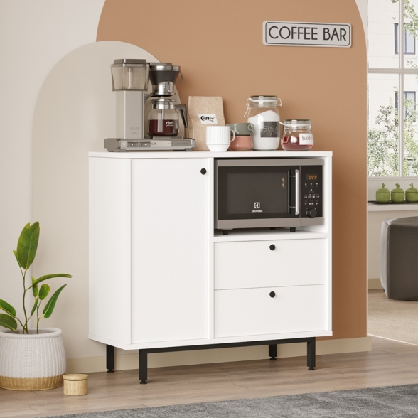 Mobile Cucina Con Vano Microonde 1 Anta 2 Cassetti Claudia Bianco