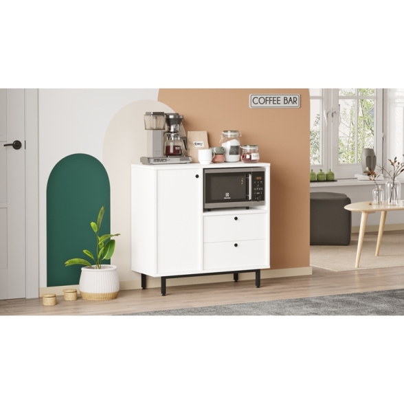 Mobile Cucina Con Vano Microonde 1 Anta 2 Cassetti Claudia Bianco