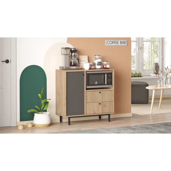 Mobile Cucina Con Vano Microonde 1 Anta 2 Cassetti Claudia Rovere E Antracite