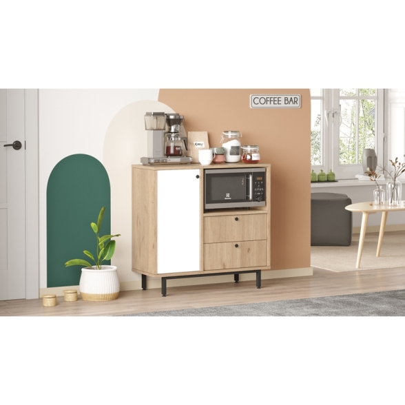 Mobile Cucina Con Vano Microonde 1 Anta 2 Cassetti Claudia Rovere E Bianco