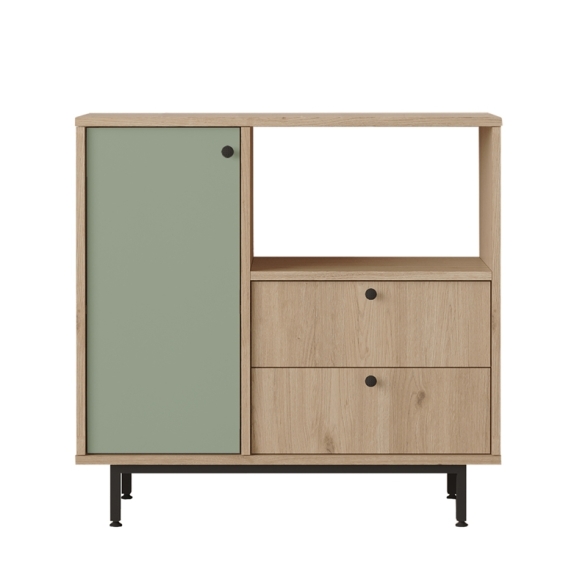 Mobile Cucina Con Vano Microonde 1 Anta 2 Cassetti Claudia Rovere E Verde Salvia