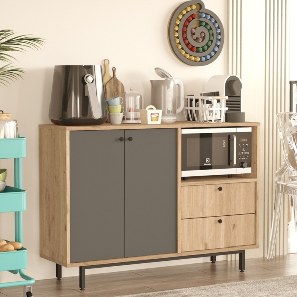 Mobile Cucina Con Vano Microonde 2 Ante 2 Cassetti Claudia Rovere E Antracite