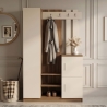 Mobile Ingresso Con Scarpiera Appendiabiti E Armadietto 113x35x180 Noce E Beige Roger