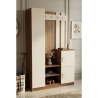 Mobile Ingresso Con Scarpiera Appendiabiti E Armadietto 113x35x180 Noce E Beige Roger