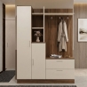 Mobile Ingresso Con Scarpiera Appendiabiti E Armadietto 140x37x182 Noce E Beige Wisdom