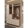 Mobile Ingresso Con Scarpiera Appendiabiti E Armadietto 140x37x182 Noce E Beige Wisdom