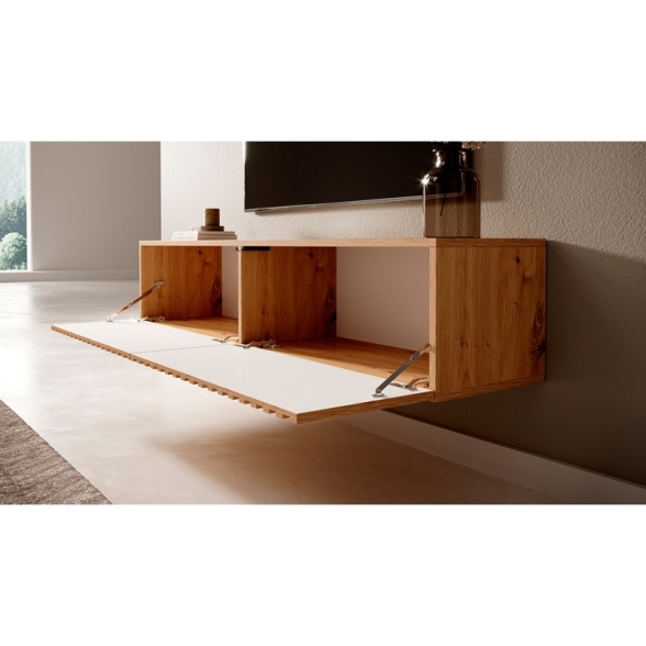 Mobile TV Sospeso Listellato 140 Cm 2 Ante Rovere Astra