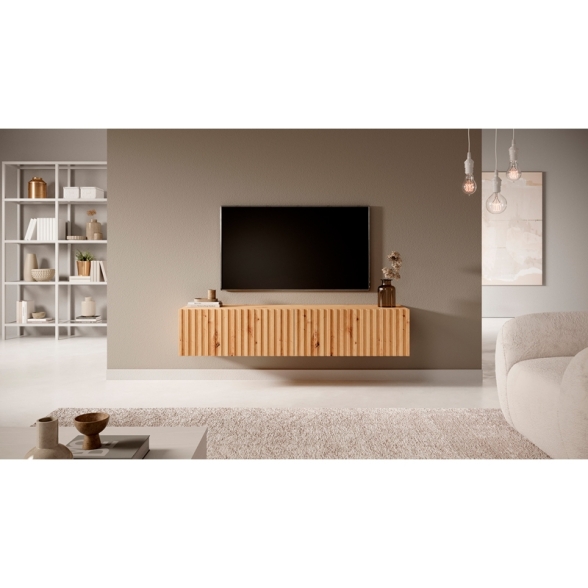 Mobile TV Sospeso Listellato 140 Cm 2 Ante Rovere Astra