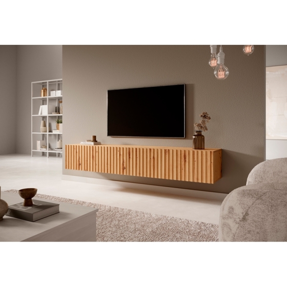 Mobile TV Sospeso Listellato 175 Cm 2 Ante Rovere Astra