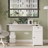 Scrivania Angolare 130x90x75h Con Anta Vani e Cassetto Nora Bianco