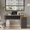 Scrivania Angolare 130x90x75h Con Anta Vani e Cassetto Nora Rovere E Antracite