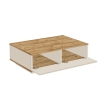 Tavolino Basso Da Salotto 90x60x28 Con Vani Interni Beige E Rovere Frame