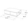 Tavolino Basso Da Salotto 90x60x28 Con Vani Interni Beige E Rovere Frame