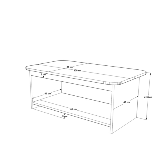 Tavolino Da Salotto 100x50x42h Con Ripiano Chebo Noce Scuro