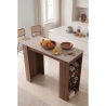 Tavolo Da Cucina Alto Con Ripiani Laterali 120x52x102H Clark Noce E Beige