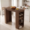 Tavolo Da Cucina Alto Con Ripiani Laterali 120x52x102H Clark Noce Scuro