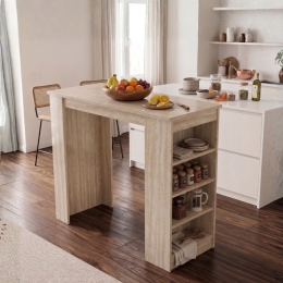Tavolo Da Cucina Alto Con Ripiani Laterali 120x52x102H Clark Travertino